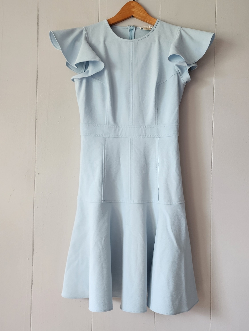 Shoshanna Light Blue Flutter Sleeve Fit Flare Dress Size 0 Wedding Guest Party